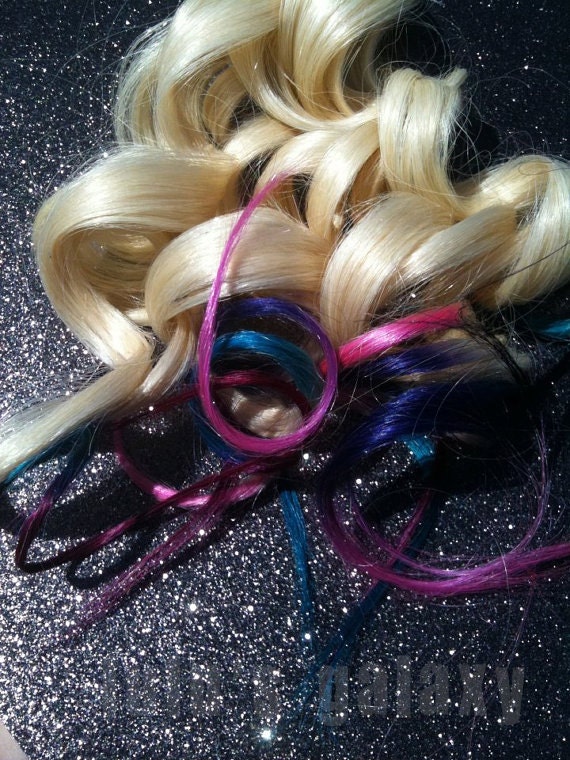 C O T T O N candy pink and blue ombre/ dip dye/ duo colored pastel/ free people/ rainbow/ clip-in human (6) hair extensions