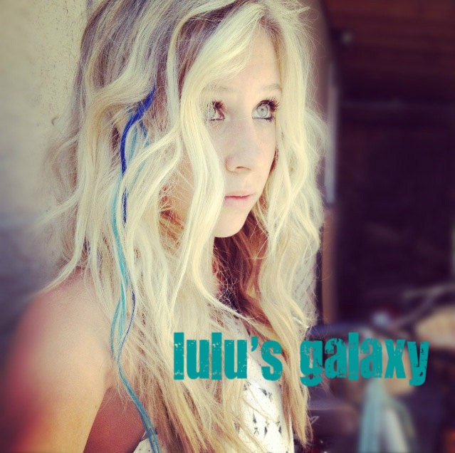 PEACOCK BLUE/ solid colored/ human hair extension/ clip-in hair/ dip dye ombre (2) hair extensions/ ready to SEND