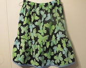 Teen girl's skirt, Ruffled skirt, Handmade skirt, Girl's clothing,  black with butterflies, Summer, Spring,