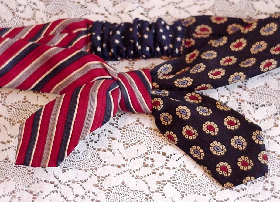 Silk Tie Headband Upcycled Neckties Original Handmade Classic Navy Red Eco Chic Hair Band itsyourcountryspirit