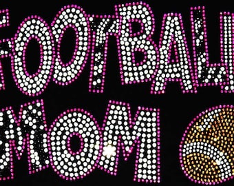 Football Mom Zebra and Hot Pink Rhinestone Transfer Only