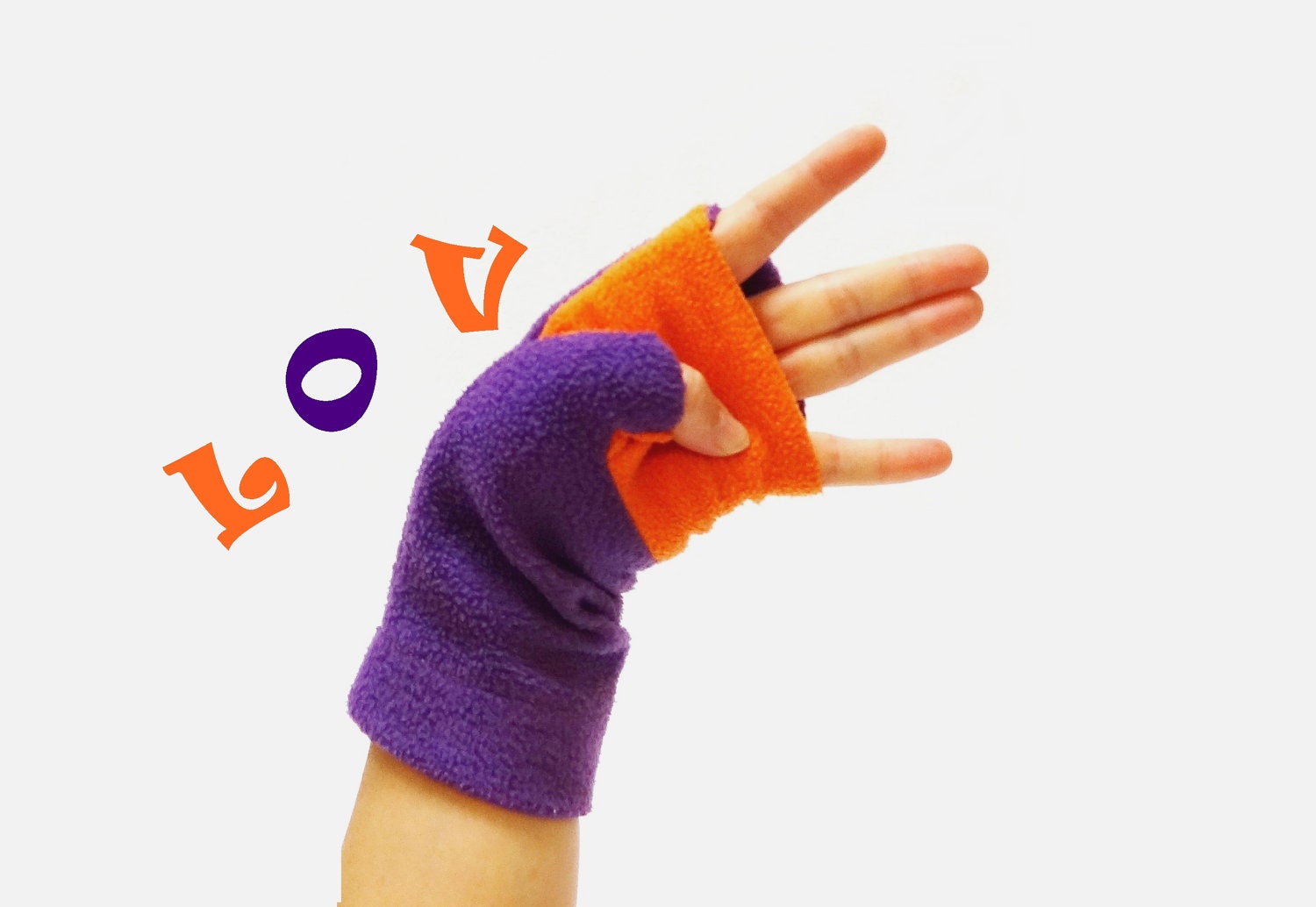 Fingerless Gloves Purple Orange Love - BZfingers