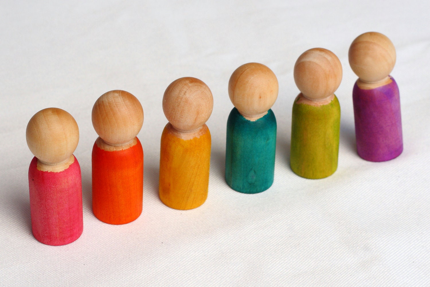 Set of six rainbow peg men for counting, sorting - montessori and waldorf inspired
