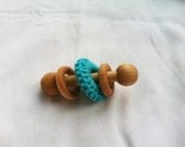 Montessori inspired baby rattle - wooden, Waldorf style with crochet ring