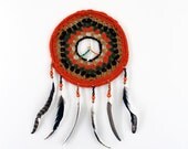 Retro Peace Dream Catcher-  1970s Inspired Wall Hanging- Wall Art- Unique Dreamcatcher