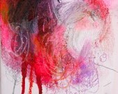 Contemporary Modern Abstract Mixed Media Painting Art Colorful Small by JUURI 5.75 x 5.75 x .65 "