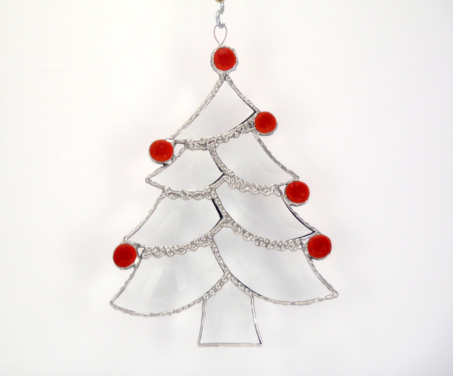 Christmas Tree Beveled Glass Sun Catcher Handmade OOAK