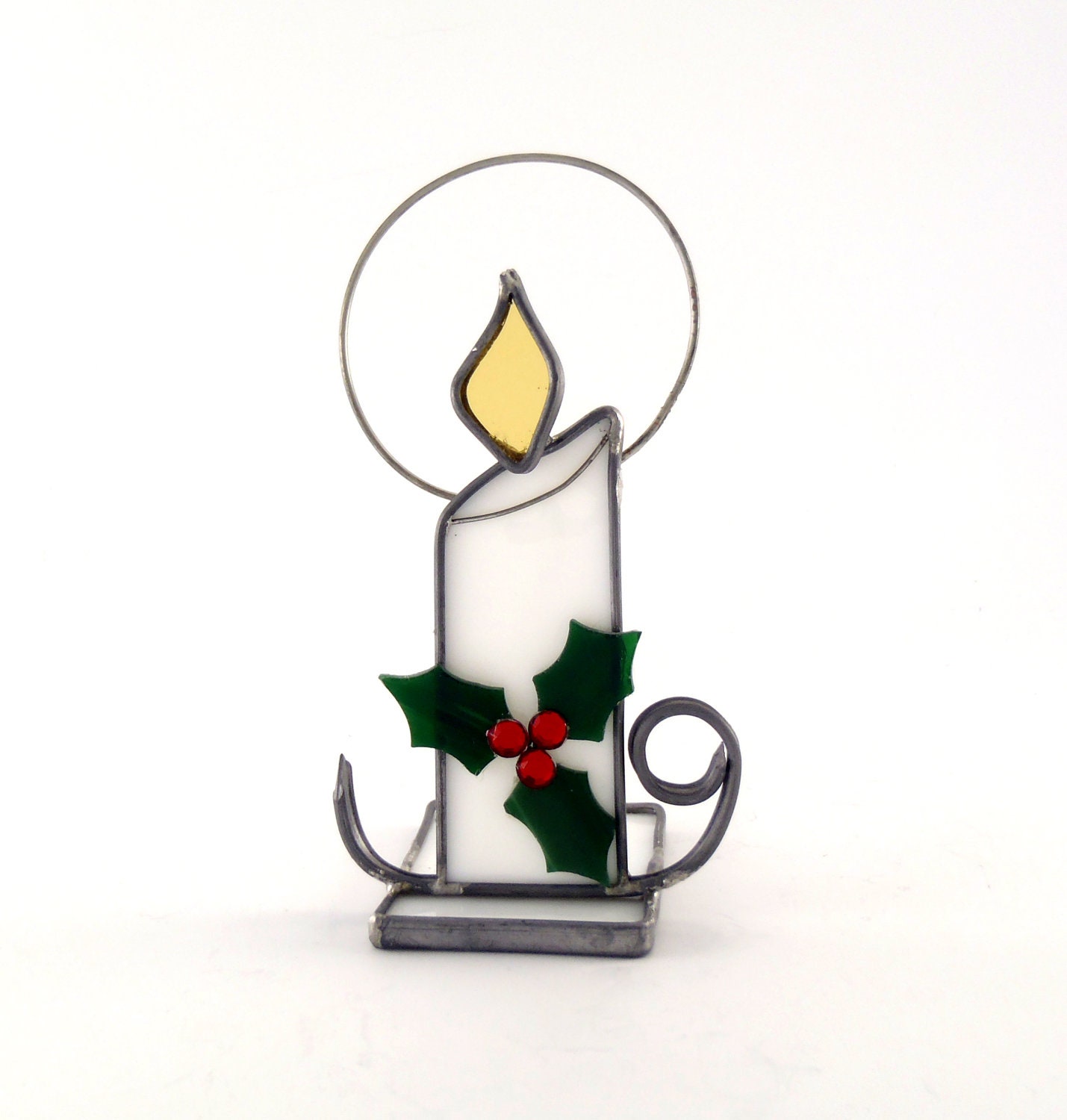 Christmas Candle Holder Holly and Berries Choice of Color