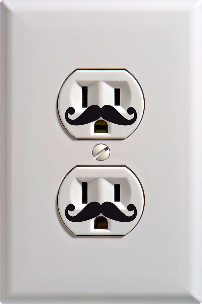 SUMMER SALE - I Mustache You a Very Shocking Question - Vinyl Outlet Stickers Wall Decal - 5 sets