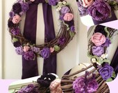Handmade Knit/Crochet Floral Easter Spring Wreath - Wall or Door Hanging - Made to Order in Your Choice of Colors