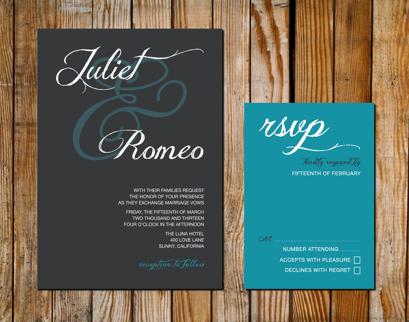 Modern Wedding Invitation & RSVP Postcard - Elegant Style - Printable DIY