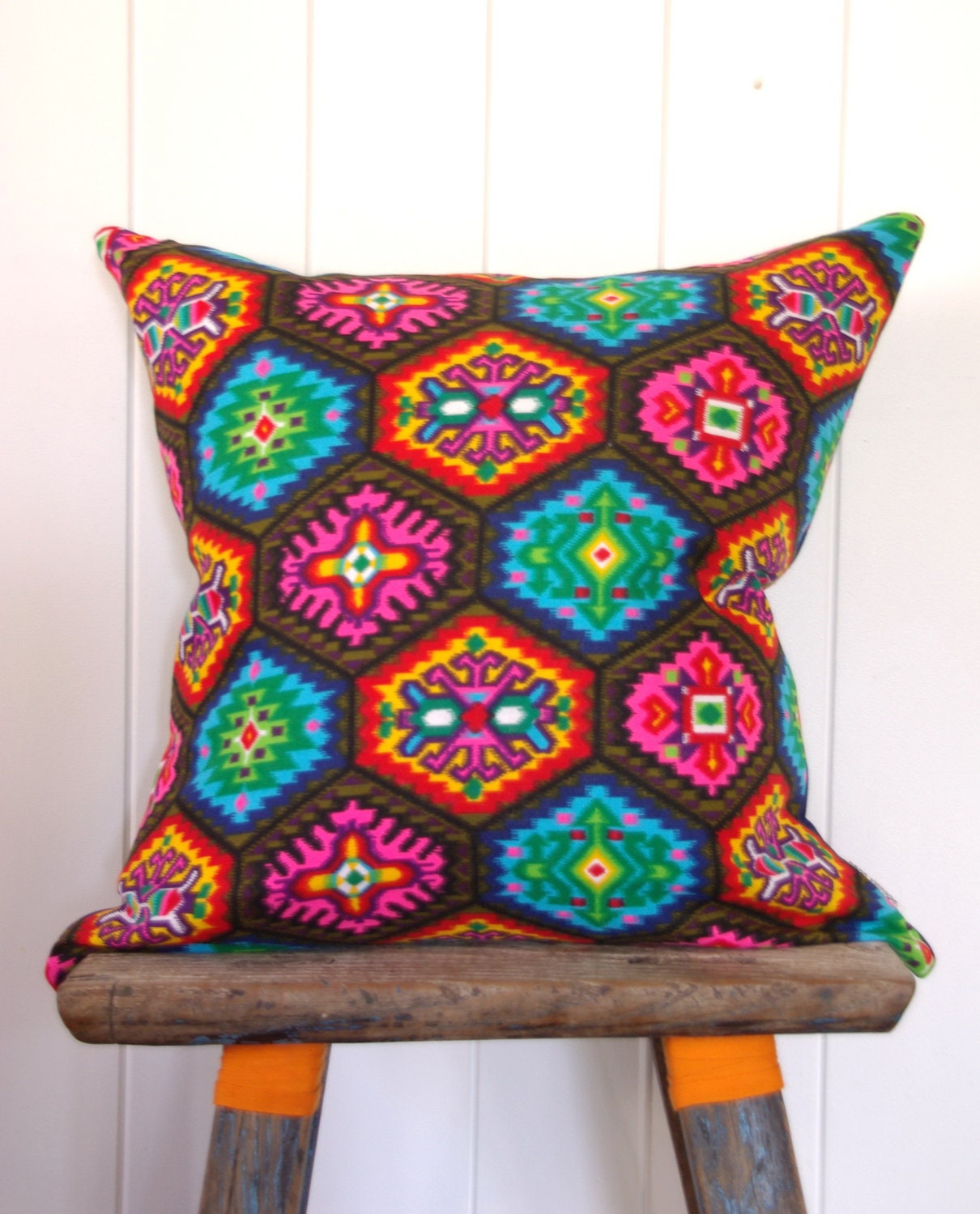 Cushion Cover Vintage Neon Aztec Limited Edition Alexander Henry Fabric