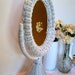Vintage White Wicker Mirror, on swivel stand, cottage chic decor, rustic painted antique white, 10 x 17 inches