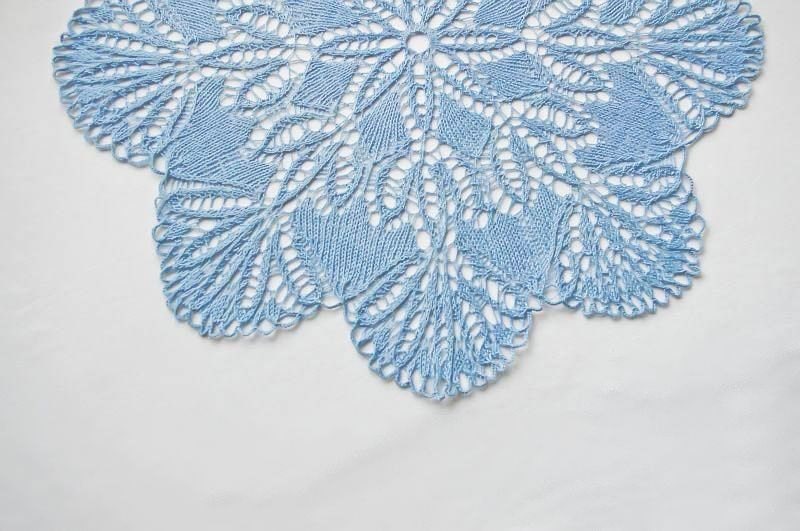 SALE 20% OFF - Blue cotton doily: blue handmade cotton knitted doily flower