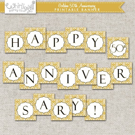 Instant Download 50th Anniversary Banner by whirligigspartyco