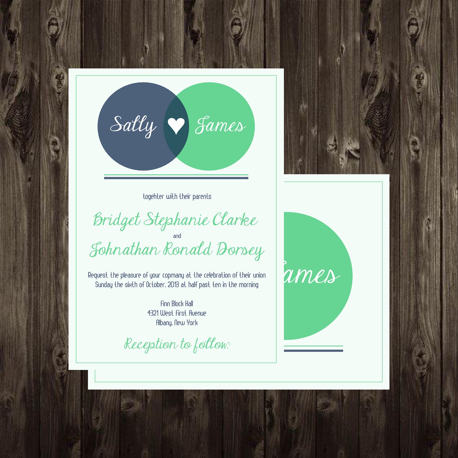 Wedding Invitation DIY Printable Venn Diagram 5X7 Digital File Math Nerd