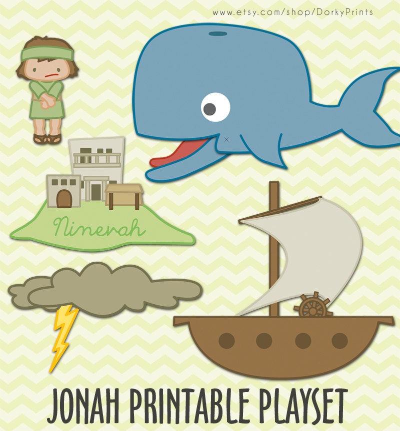 Jonah and the Whale Printable PDF bible by DorkyPrints on Etsy