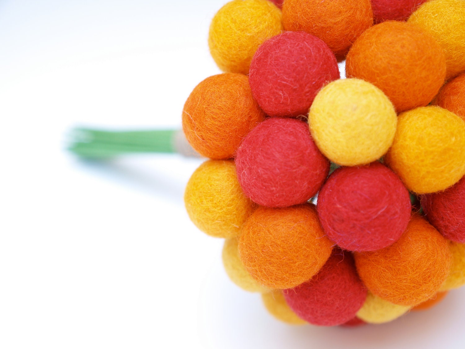 Orange Bridal Bouquet for your Autunm Wedding, Craspedia Flowers, Fall Needle Felt, Everlansting, Billy Button Balls, Classic Country Bride
