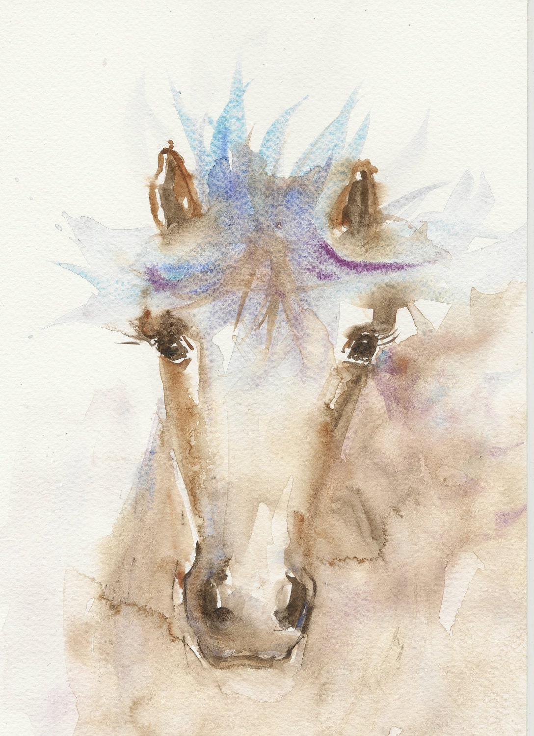 Portrait of a horse, Original watercolor painting, Aquarelle