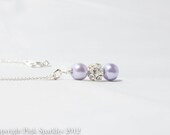 Lavender Pearl Rhinestone Necklace, Bridal Necklace, Wedding Jewellery