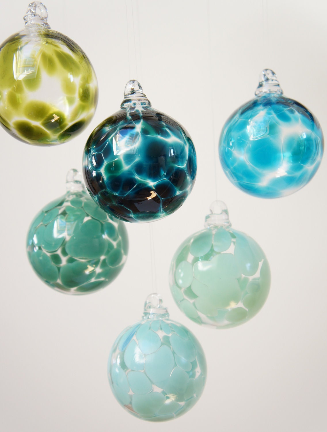 blown glass christmas tree ornaments by CorrinaFieldHandmade on etsy
