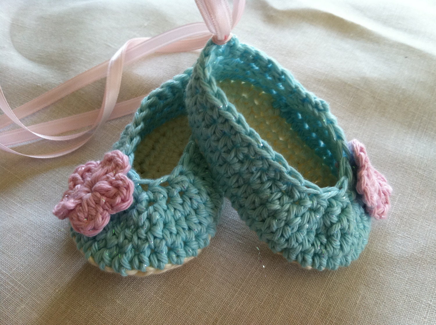 Ballet Slipper Booties for Baby Girl Crochet in Cotton