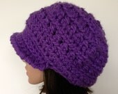 Newsboy Hat Crocheted Purple - Adult