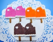 Kawaii Ice cream popsicle perler earrings with pearl charms