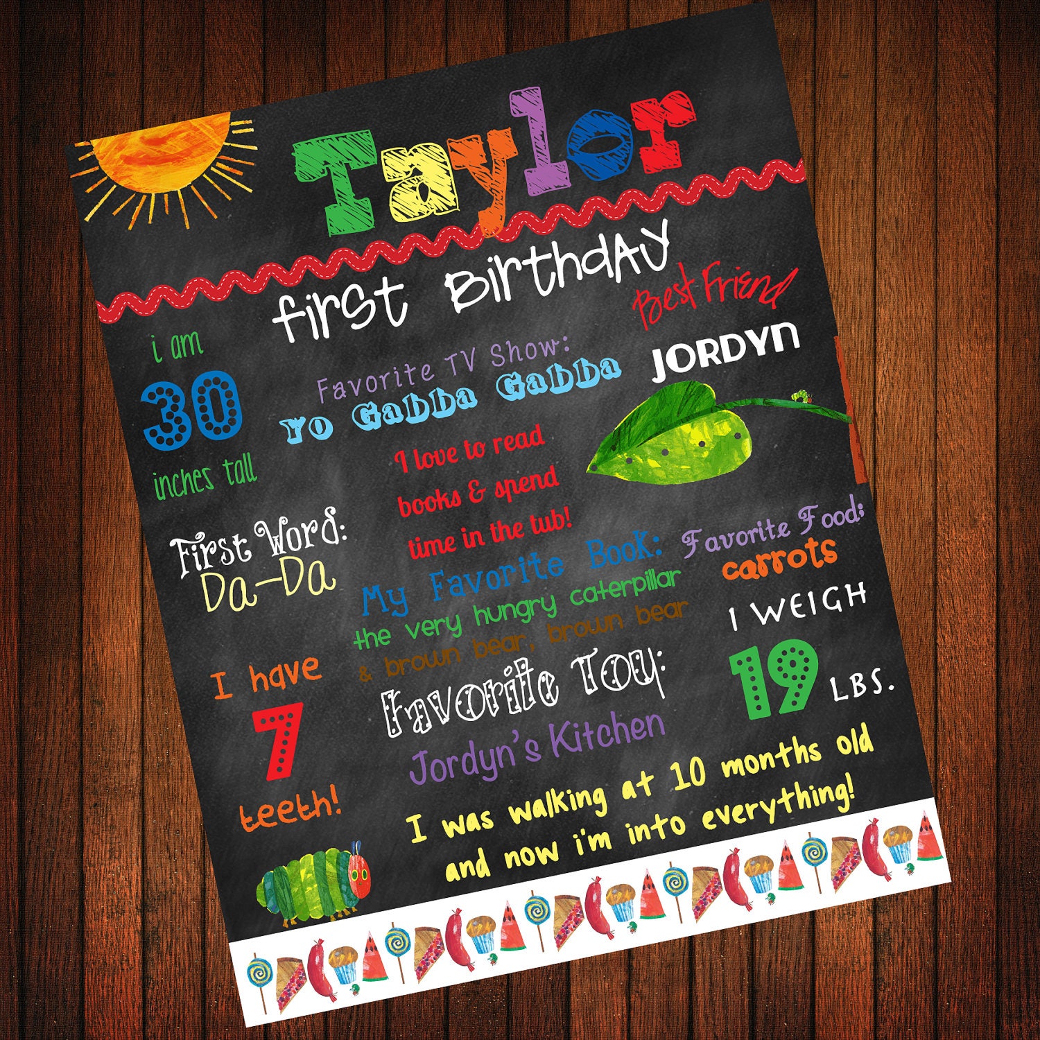 Custom Birthday Poster: Very Hungry Caterpillar Il_170x135