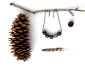 big bead necklace // ceramic & wood bead jewelry // grayed jade