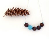 sterling silver big bead necklace // turquoise and brown jewelry