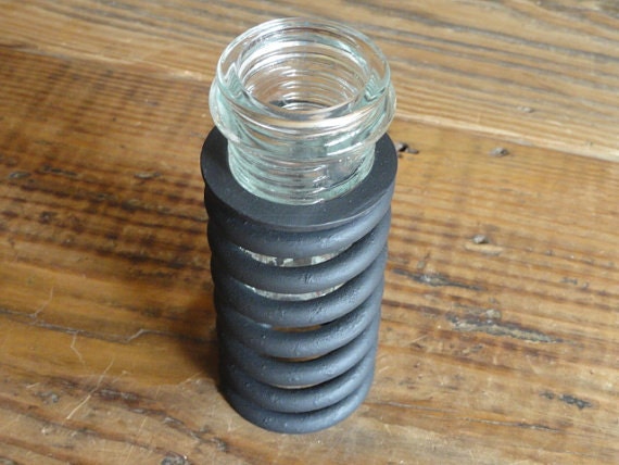 Industrial Chic Metal Art Vintage Black Coil Upcycled Candleholder