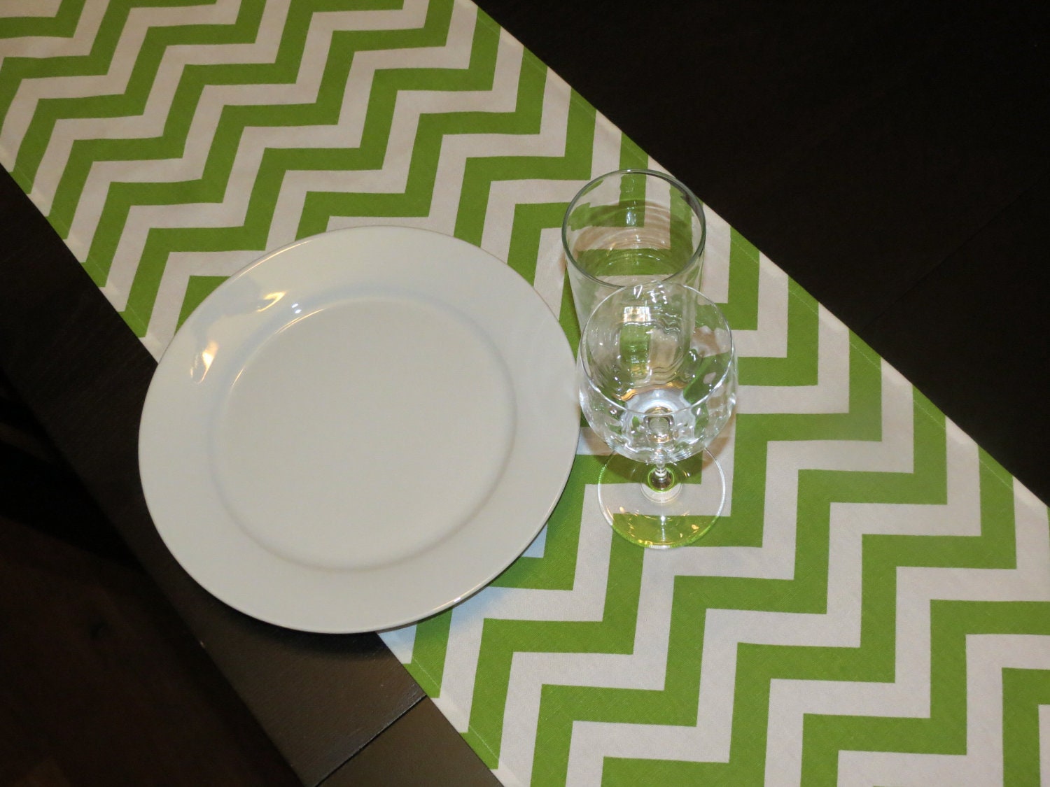 Green Chevron Table Runner