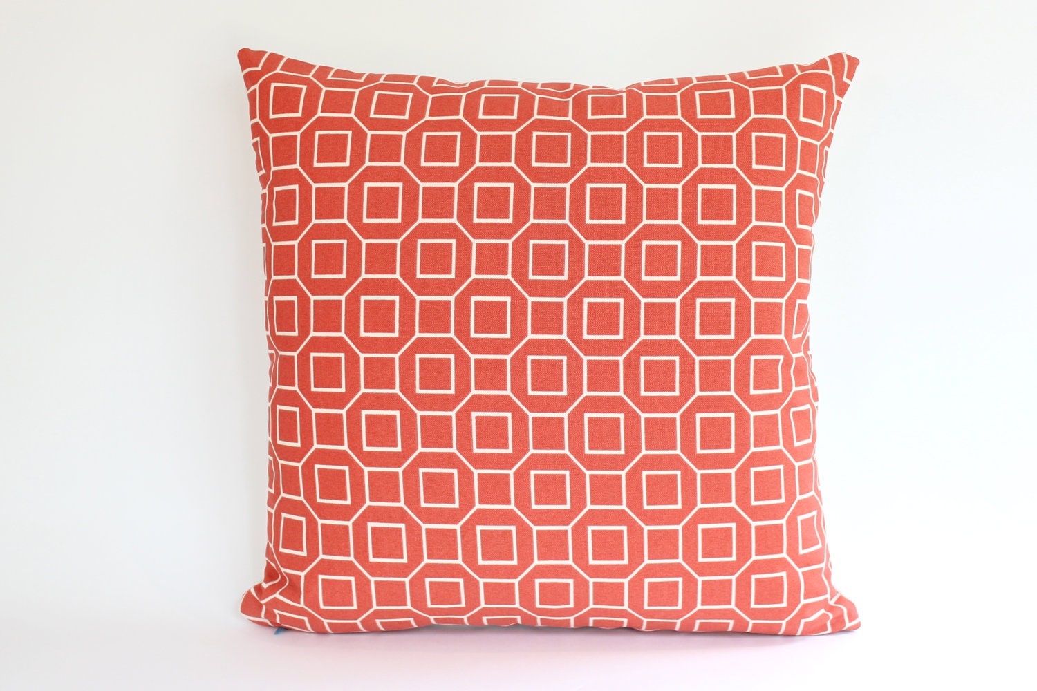Orange Outdoor Pillow Cover with Geometric Pattern, 18x18