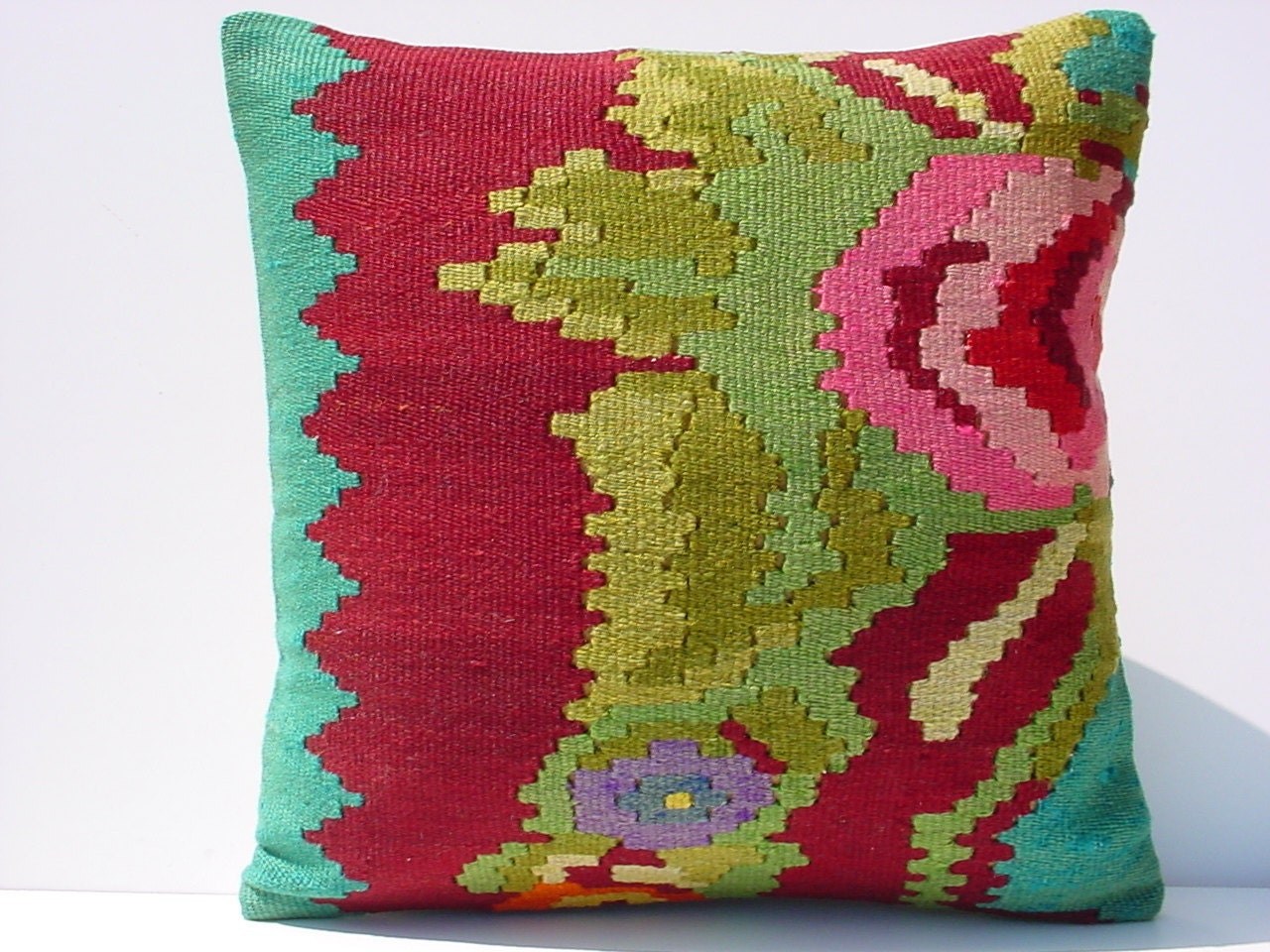 MODERN Bohemian Home Decor , Handwoven Moldovian Kilim Pillow Cover 16" X 16",Tribal Pillow,Vintage Kilim Pillow,Throw Pillow