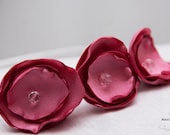 Upcycled Flowered Headband - Dusty Rose Satin Fabric Flowers