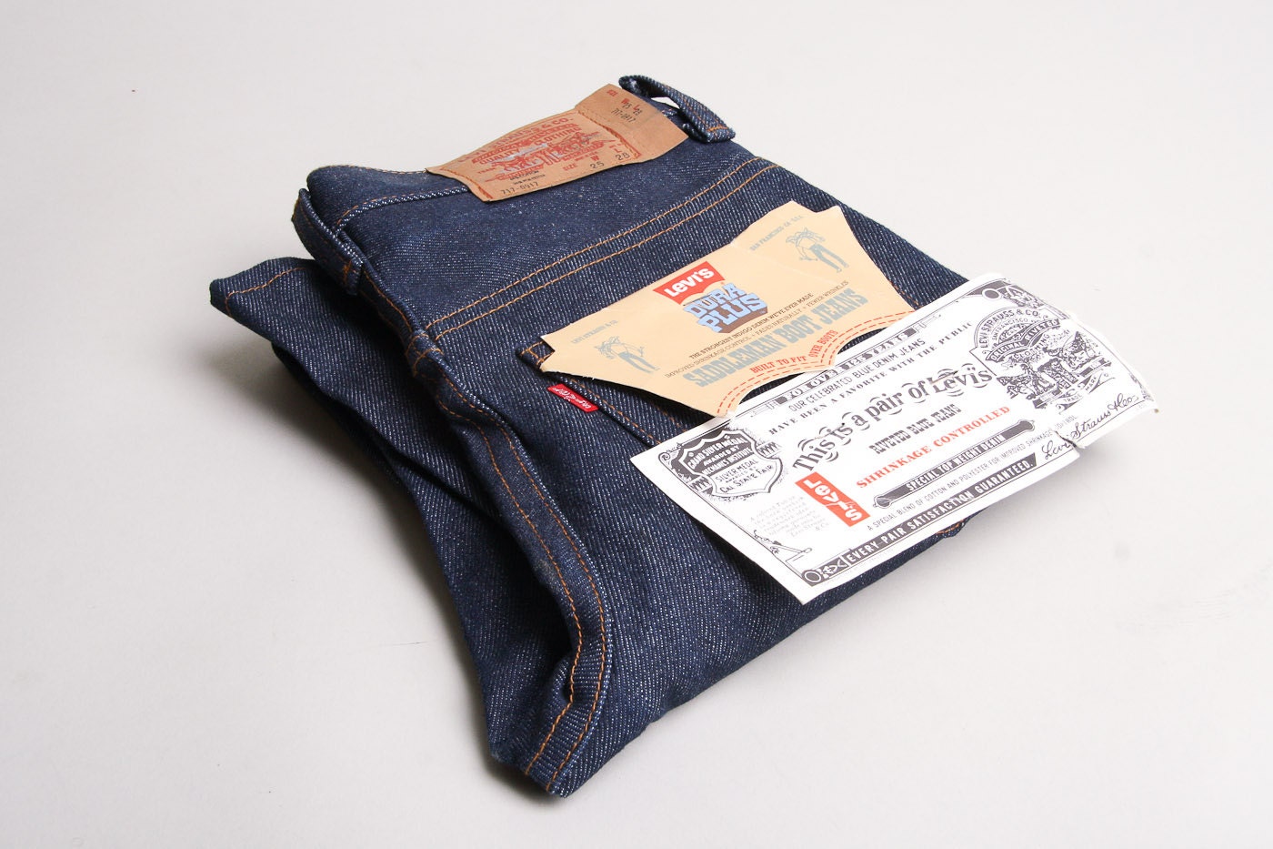 Vintage 70's Deadstock LEVIS Saddleman Boot Jeans with Dark Indigo Wash