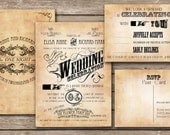 WEDDING INVITATION Funky Vintage - Charleston Suite (invitation and rsvp postcard)