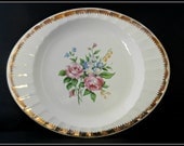 Vintage Oval Cronin China Company Minerva Ohio Gold Trimmed Floral Serving Platter Dish 77 Pattern  COI98