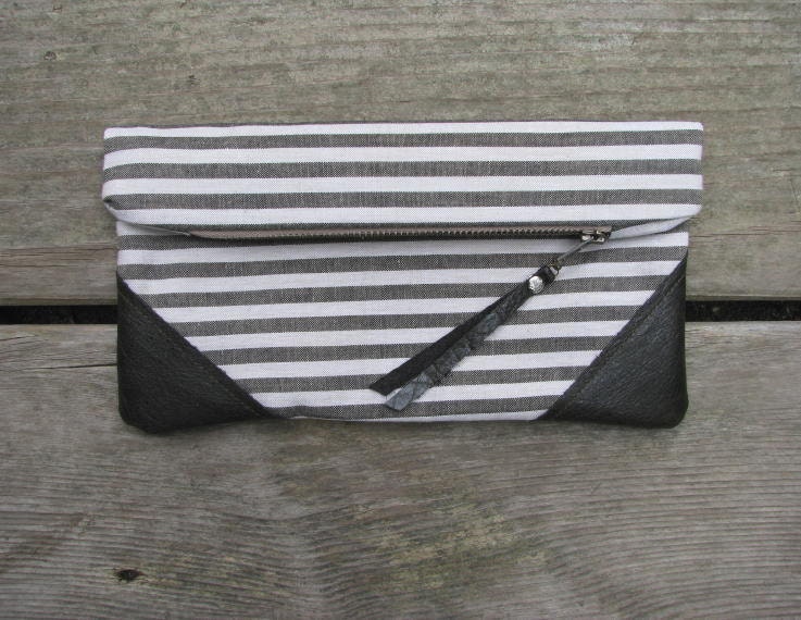 cotton and leather clutch - driftwoodandfossil