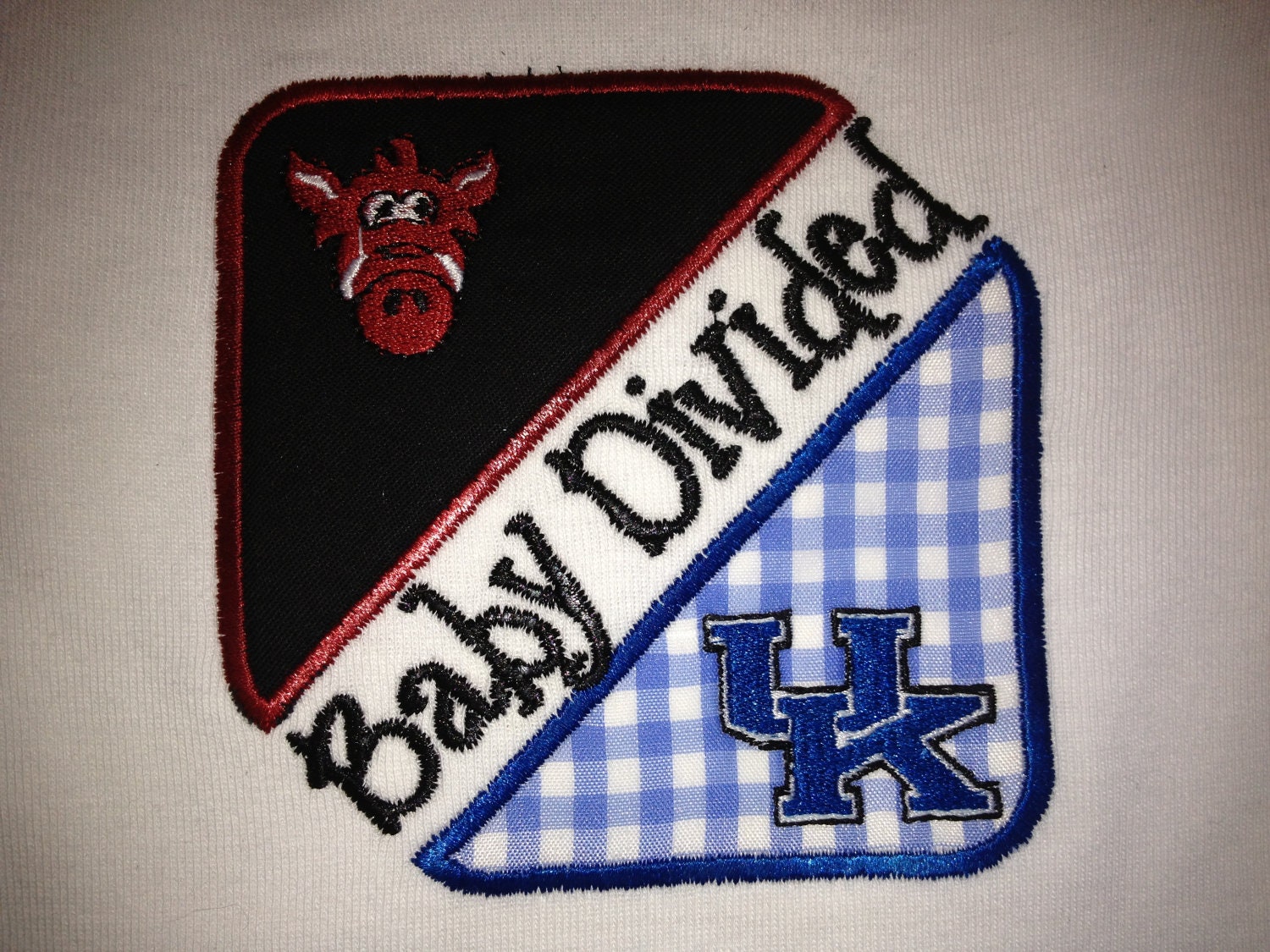 Baby Divided with applique Kentucky vs Arkansas