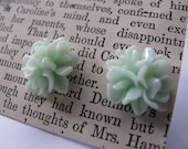 Pale Mint Petal Cabochon Resin Earrings