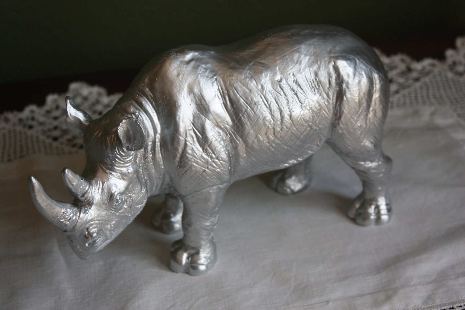 white rhino figurine