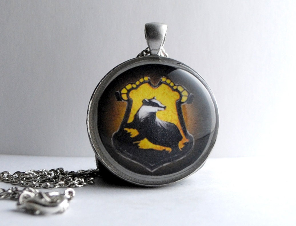 Harry Potter Inspired Necklace Hufflepuff Antique Silver Pendant