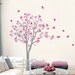 Vinyl wall decals pink tree owl and butterfly Nature Tree Wall mural Nursery wall decal children- tree owl butterfly Z142 Cuma