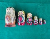 Vintage Matryoshkas Dolls Set of 6 Hand Painted Made in USSR