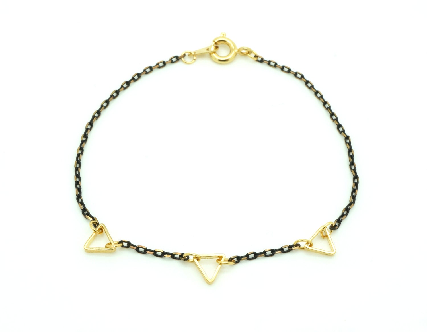 Gold & Black Triangle Bracelet - Geometric Jewelry