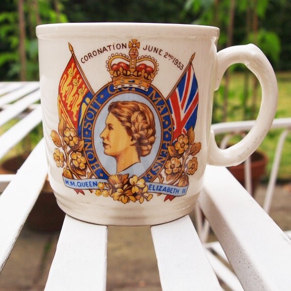 Queen Elizabeth 11 Coronation mug 1953 by EnglishVintageHome