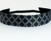 Black & Grey Lattice Non-Slip Headband - 1.5"