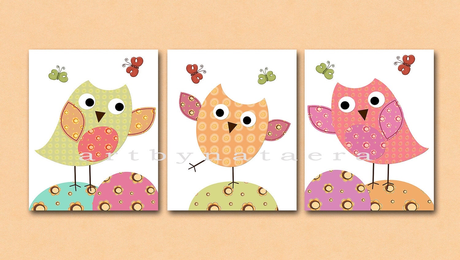 Popular items for owl kids wall art on Etsy